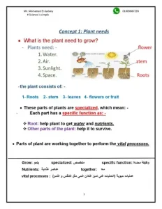 مذكرة science للصف الخامس الابتدائي الترم الأول