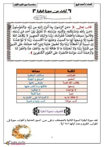 مذكرة دين للصف السادس الابتدائي ترم أول