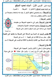 مذكرة دراسات للصف الرابع الابتدائي الترم الأول 2