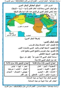 مذكرة منهج الصف السادس الابتدائي الجديد 2024 دراسات pdf الترم الأول