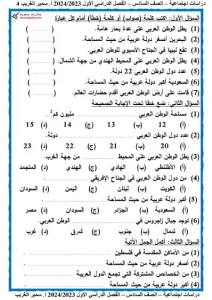 مذكرة منهج الصف السادس الابتدائي الجديد 2024 دراسات pdf ترم أول